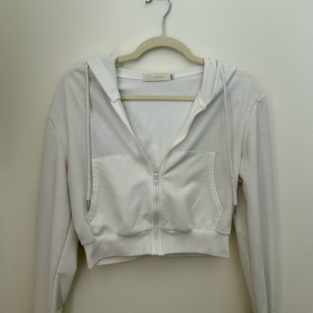 White Cropped Hoodie